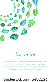Design template with stylized leaves in a circle on the threads and place for text