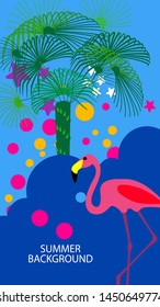 Design template of summer background. Summer poster, flyer, invitation, card. Vector Illustration