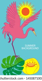Design template of summer background. Summer poster, flyer, invitation, card. Vector Illustration