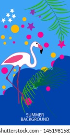 Design template of summer background. Summer poster, flyer, invitation, card. Vector Illustration