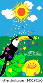 Design template of summer background. Summer poster, flyer, invitation, card. Vector Illustration