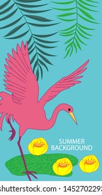 Design template of summer background. Summer poster, flyer, invitation, card. Vector Illustration