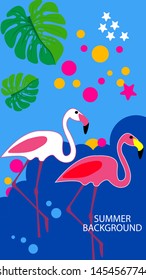 Design template for summer background. Summer poster, flyer, invitation, card. Vector Illustration