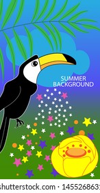 Design template for summer background. Summer poster, flyer, invitation, card. Vector Illustration