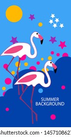 Design template for summer background. Summer poster, flyer, invitation, card. Vector Illustration