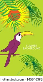 Design template of summer background. Summer poster, flyer, invitation, card. Vector Illustration