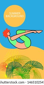 Design template of summer background. Summer poster, flyer, invitation, card. Vector Illustration