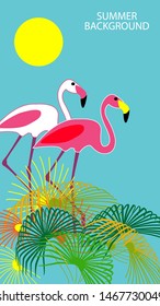 Design template of summer background. Summer poster, flyer, invitation, card. Vector Illustration