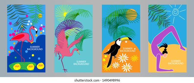 Design template of summer background. Summer poster, flyer, invitation, card. Vector Illustration