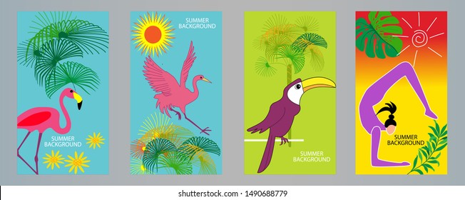 Design template of summer background. Summer poster, flyer, invitation, card. Vector Illustration