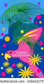 Design template of summer background. Summer poster, flyer, invitation, card. Vector Illustration