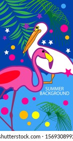 Design template of summer background. Summer poster, flyer, invitation, card. Vector Illustration