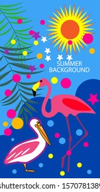 Design template of summer background. Summer poster, flyer, invitation, card. Vector Illustration