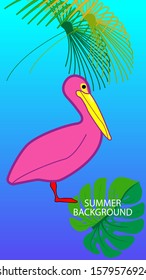 Design template of summer background. Summer poster, flyer, invitation, card. Vector Illustration