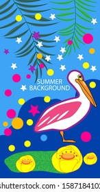 Design template of summer background. Summer poster, flyer, invitation, card. Vector Illustration