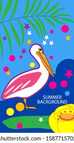 Design template of summer background. Summer poster, flyer, invitation, card. Vector Illustration