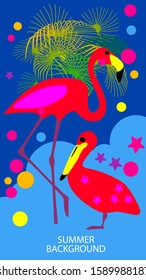 Design template of summer background. Summer poster, flyer, invitation, card. Vector Illustration