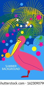 Design template of summer background. Summer poster, flyer, invitation, card. Vector Illustration