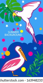 Design template of summer background. Summer poster, flyer, invitation, card. Vector Illustration
