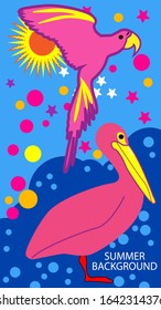 Design template of summer background. Summer poster, flyer, invitation, card. Vector Illustration