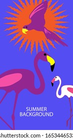 Design template of summer background. Summer poster, flyer, invitation, card. Vector Illustration
