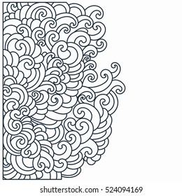 Design template with swirls pattern. Vector illustration hand drawn.  Thin line drawings. Abstract background.