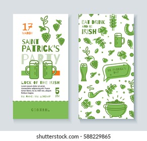 Design Template tickets to the pub on St Patrick's Day. Style a simple line. 