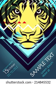 Design template with tiger and place for text. Festival poster