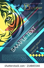 Design template with tiger and place for text. Festival poster