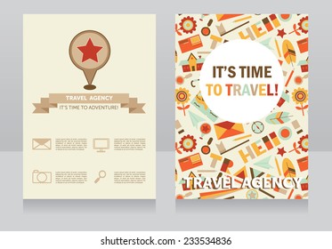 design template for travel agency banner, cute illustration background for tourism, vector illustration