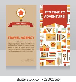 design template for travel agency business card, vector illustration