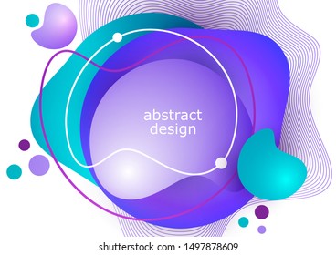Design template in trendy vibrant colors with abstract shapes of liquid, paint splashes. Futuristic posters, banners, brochures, flyers and covers. Vector illustration for your design.