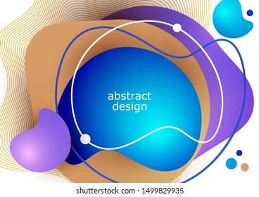 Design template in trendy vibrant colors with abstract shapes of liquid, paint splashes. Futuristic posters, banners, brochures, flyers and covers. Vector illustration for your design.