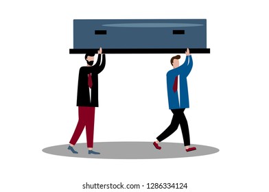 Design template.
Two men carry the coffin . Modern vector illustration concepts for website and mobile website development.