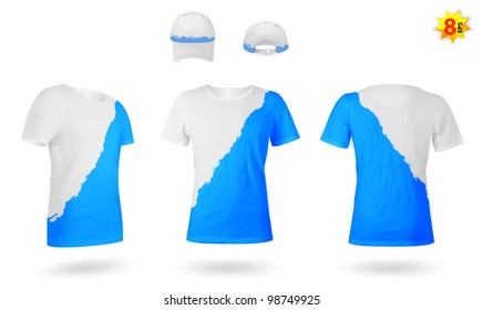 Design template of two-color t-shirts.