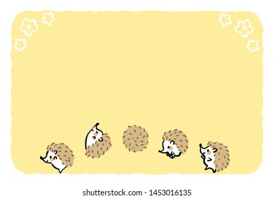 It is a design template used for Japanese New Year cards. Hedgehog character is drawn.