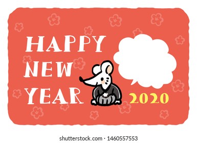 It is a design template used for Japanese New Year cards. The character of the mouse is drawn. 