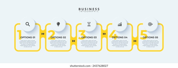 Plantilla de diseño para etiquetas infográficas vectoriales con iconos y 4 opciones o pasos. Adecuado para diagramas de procesos, presentaciones, diseños de flujo de trabajo, banners, diagramas de flujo e infografías.