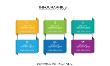 Design template for vector infographic labels with icons and 6 options or steps