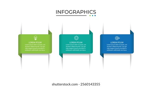Design template for vector infographic labels with icons and 3 options or steps