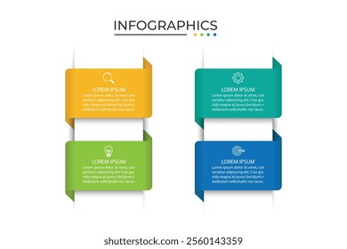 Design template for vector infographic labels with icons and 4 options or steps
