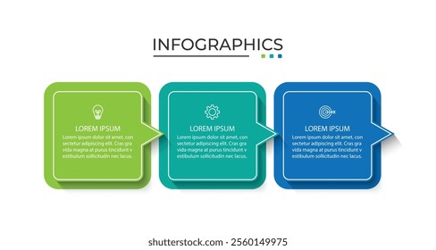 Design template for vector infographic labels with icons and 3 options or steps.