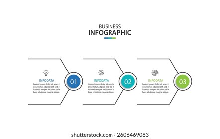 Design template for vector infographic labels with icons and 3 options or steps.