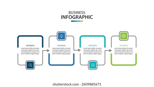 Design template for vector infographic labels with icons and 4 options or steps.