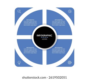 Design template for vector infographic labels with icons and 4 options or steps.	