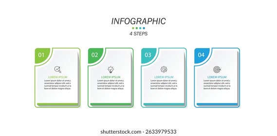 Design template for vector infographic labels with icons and 4 options or steps.