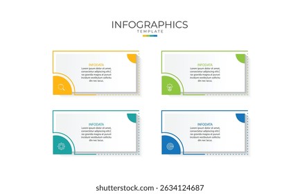 Design template for vector infographic labels with icons and 4 options or steps.