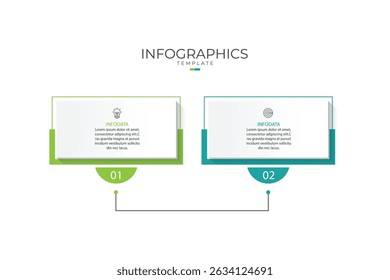 Design template for vector infographic labels with icons and 2 options or steps.