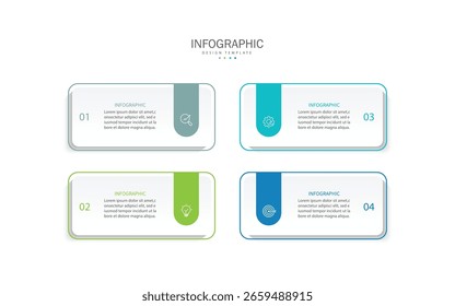 Design template for vector infographic labels with icons and 4 options or steps.