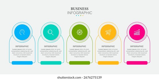 Plantilla de diseño para etiquetas de infografía de Vector con iconos y 5 opciones o pasos. Adecuado para diagramas de procesos, presentaciones, diseños de flujos de trabajo, Anuncios, diagramas de flujo e infografías.